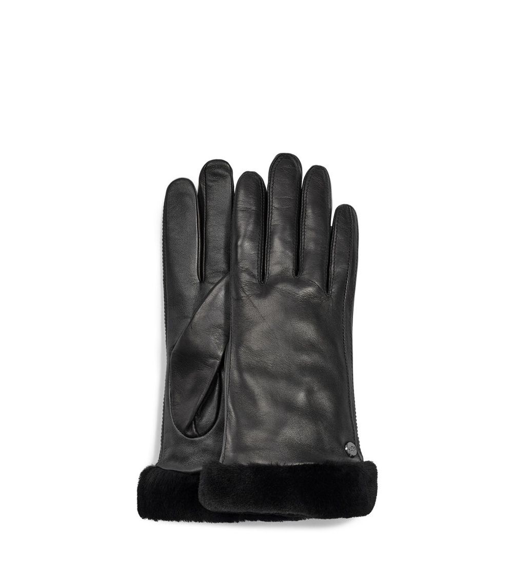 Ugg Classic Leather Y Tech - Womens Gloves - Black - NZ (3496UFWNR)